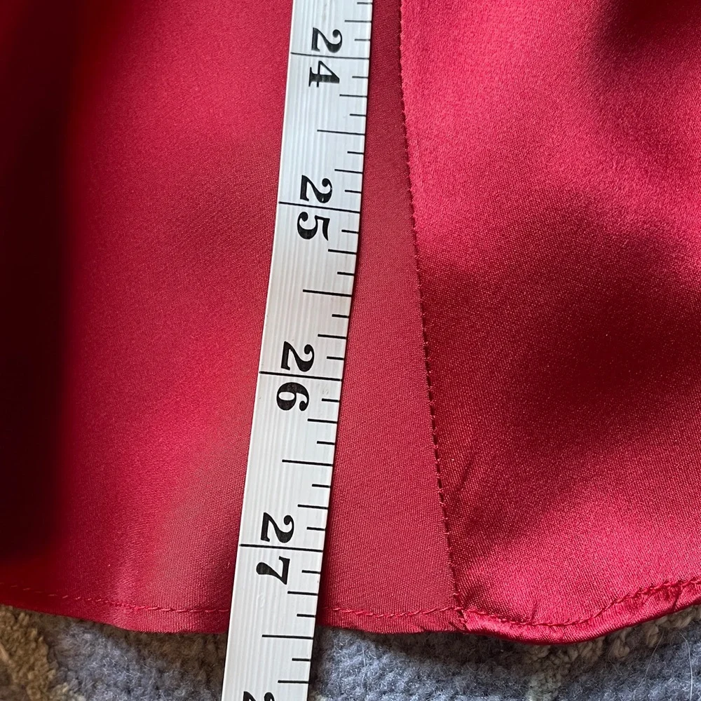 NWT Charter Club Red Maroon Satin Silk Bias Midi Skirt Size 14 - Picture 8 of 8
